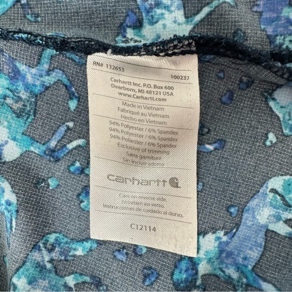 CARHARTT Women’s Force Flex Short Sleeve V-neck Pocketed Horse Print Scrub Top - Picture 8 of 9